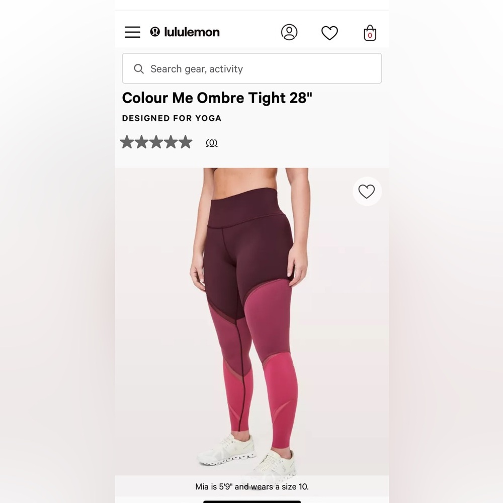 Lululemon Color Me Ombré Leggings 28” size 8